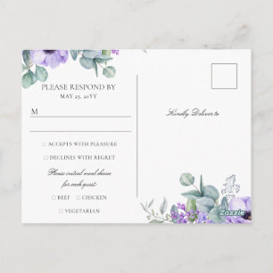 Carte Postale Larissa Floral Violet Choix de Repas Réponse au Ma