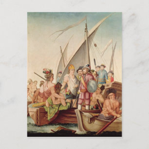 Carte Postale L'arrivée de Hernando Cortes au Mexique
