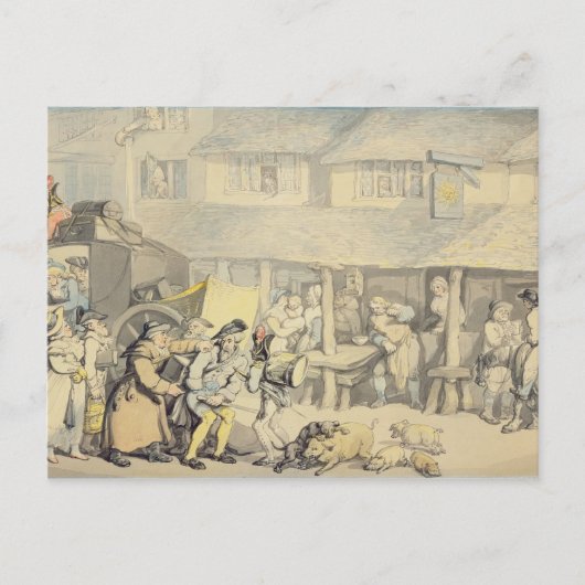 Carte Postale L'arrivée de l'entraîneur de stade au Sun Inn, Bod (Devant)