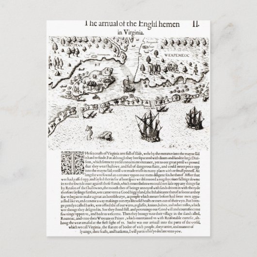 Carte Postale L'arrivée des Anglais en Virginie (Devant)