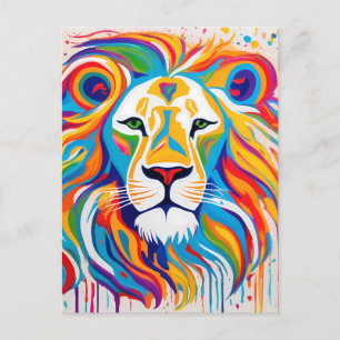 Carte Postale L'art Abstrait des lions blancs