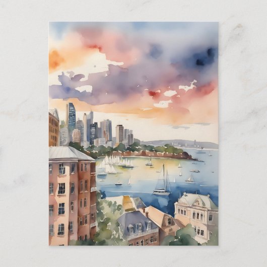 Carte Postale L'art aquarelle de Sydney (Devant)