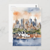 Carte Postale L'art aquarelle de Sydney (Devant / Derrière)