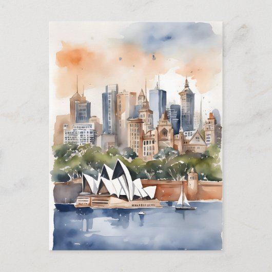 Carte Postale L'art aquarelle de Sydney (Devant)