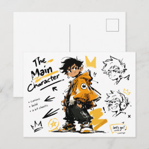 Carte Postale L'art cool de style anime du personnage principal