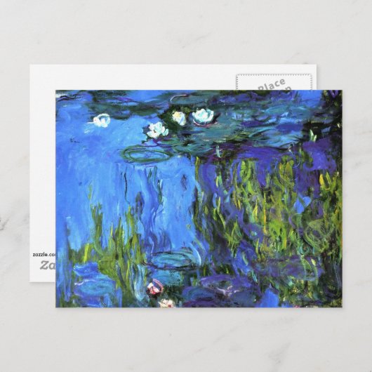 Carte Postale L'art de Claude Monet : Nymphéas, bleu indigo (Devant / Derrière)