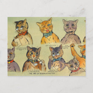 Carte Postale L'Art de la mise aux enchères par Louis Wain