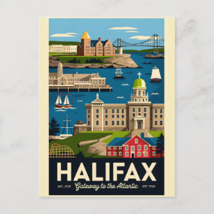 Carte Postale L'art de l'affiche rétro de voyage à Halifax Canad
