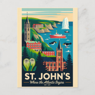 Carte Postale L'art de l'affiche rétro de voyage à St. John's Ca