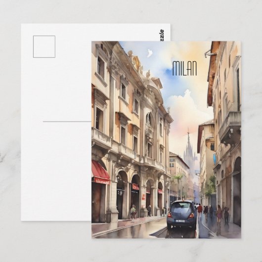 Carte Postale L'art de l'aquarelle à Milan (Devant / Derrière)