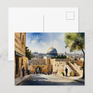 Carte Postale L'art de l'aquarelle Jérusalem Israël