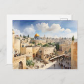 Carte Postale L'art de l'aquarelle Jérusalem Israël (Devant / Derrière)