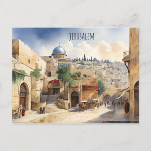 Carte Postale L'art de l'aquarelle Jérusalem Israël