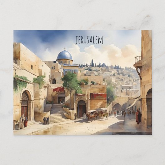 Carte Postale L'art de l'aquarelle Jérusalem Israël (Devant)