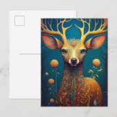 Carte Postale L'art de l'Imaginaire de cerfs lunaires (Devant / Derrière)