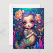 Carte Postale L'art de l'Imaginaire de la mignonne sirène (Devant / Derrière)