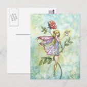 Carte Postale L'art de l'Imaginaire de lapin fée et petit ailé (Devant / Derrière)