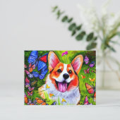 Carte Postale L'art des corgi et des papillons (Debout devant)