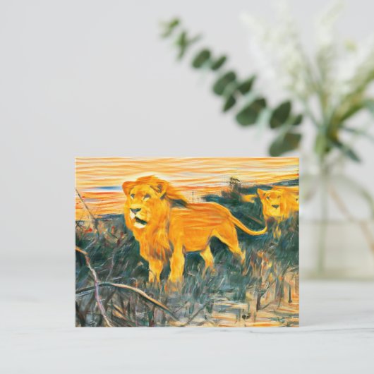 Carte Postale L'art des lions brûlé (Debout devant)