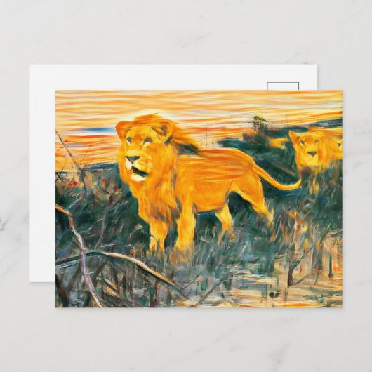 Carte Postale L'art des lions brûlé (Devant / Derrière)