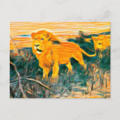 Carte Postale L'art des lions brûlé (Devant)