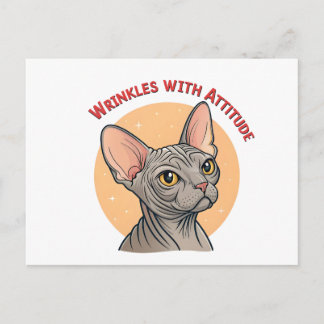 Carte Postale L'art du chat Sphynx avec rides et attitude