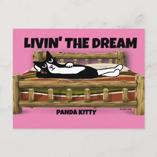 CARTE POSTALE L'ART DU CHAT TUXEDO, RELAXANT DANS LE LIT PANDA K (Devant)