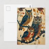 Carte Postale L'art du hibou vintage (Devant / Derrière)