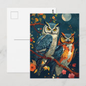 Carte Postale L'art du hibou vintage (Devant / Derrière)