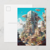 Carte Postale L'art futuriste de science-fiction de la ville (Devant / Derrière)