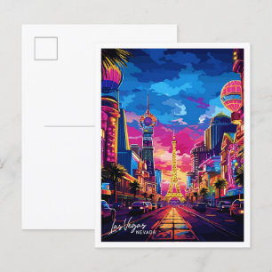 Carte Postale Las Vegas City Nevada Voyage illustration Vintage