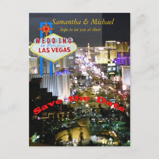 Carte Postale Las Vegas Mariage Enregistrer la date (Devant)