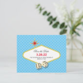 Carte Postale Las Vegas Marquee Save the Date Aqua (Debout devant)