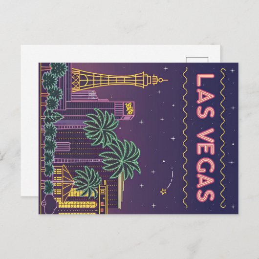 Carte Postale Las Vegas : Neon Cityscape à la nuit (Devant / Derrière)