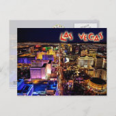 Carte Postale Las Vegas, Nevada la nuit - vue aérienne (Devant / Derrière)