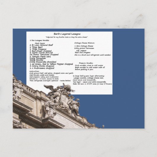 Carte postale Lasagna Rome de Barb (Devant)