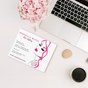 Carte Postale Lashes Manucure Cheveux rose fille marque de beaut