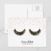 Carte Postale Lashes maquillage Artiste Rose Gold Confetti (Devant / Derrière)
