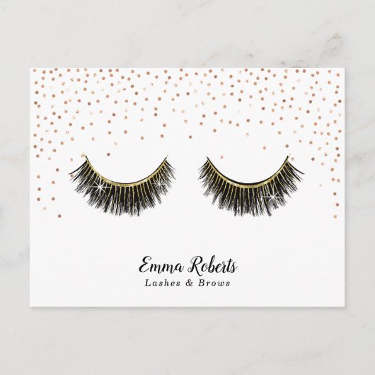 Carte Postale Lashes maquillage Artiste Rose Gold Confetti (Devant)
