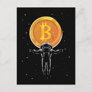 Carte Postale L'astronaute Bitcoin à la lune - Crypto Bitcoin