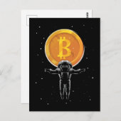 Carte Postale L'astronaute Bitcoin à la lune - Crypto Bitcoin (Devant / Derrière)