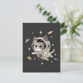 Carte Postale L'astronaute Chat dans l'espace Cute Chat (Debout devant)