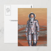 Carte Postale L'astronaute Mars - Space Explorer sur la planète (Devant / Derrière)