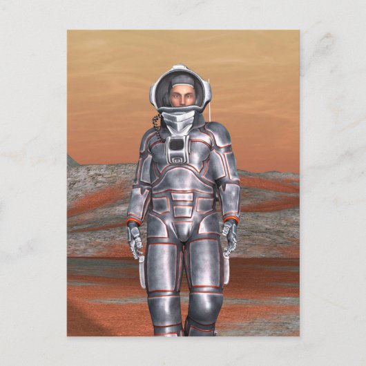 Carte Postale L'astronaute Mars - Space Explorer sur la planète (Devant)