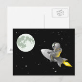 Carte Postale L'Astronaute Sur La Lune (Devant / Derrière)