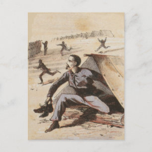 Carte Postale Late for Roll Call Civil War Life