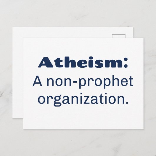 Carte Postale L'athéisme : Une organisation non prophète. Funny  (Devant / Derrière)