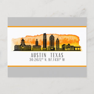 Carte Postale Latitude Austin Skyline