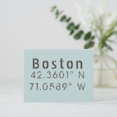 Carte Postale Latitude et Longitude Boston (Debout devant)