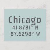 Carte Postale Latitude et Longitude de Chicago (Devant)